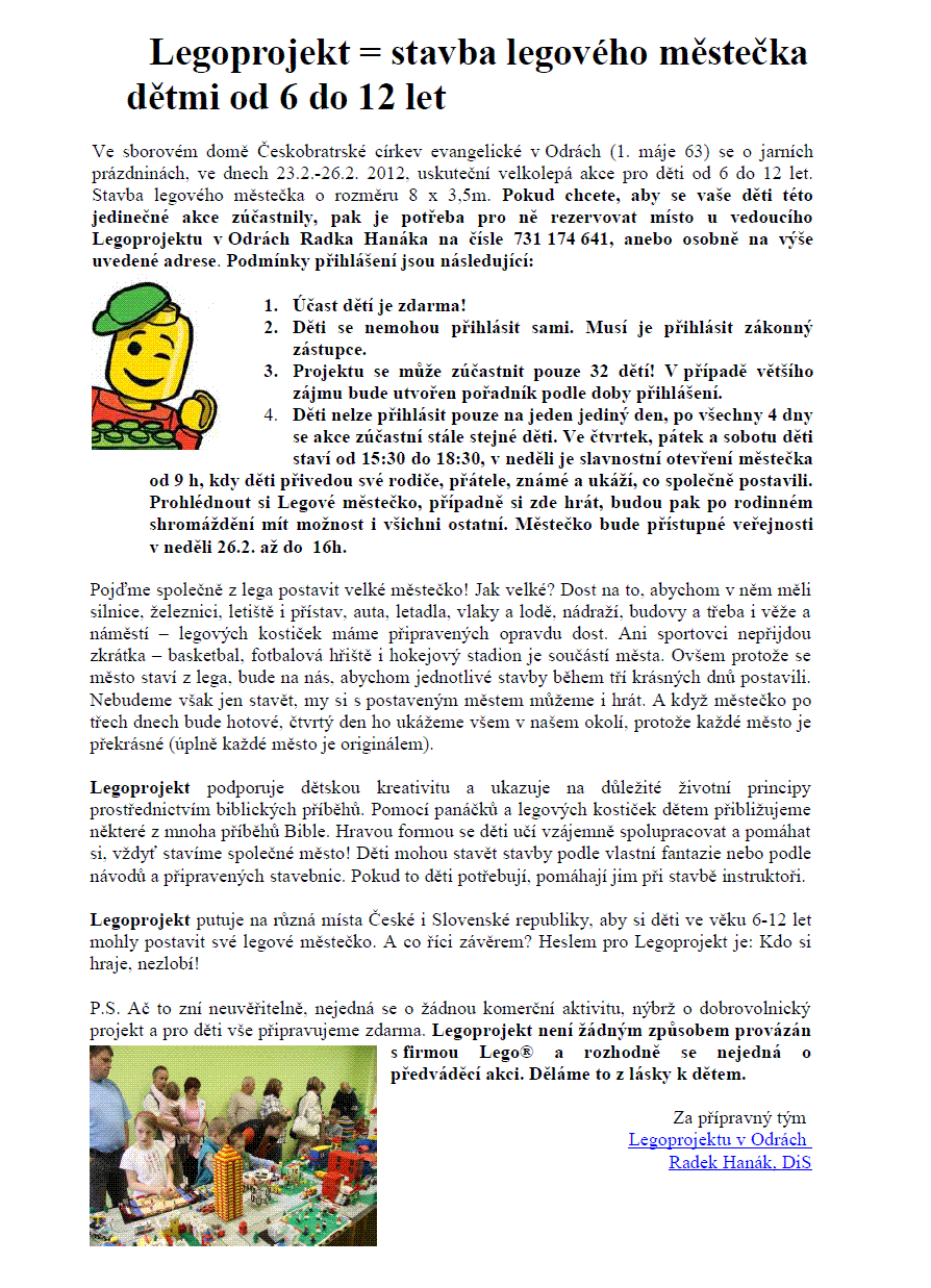 Pozv�nka na legoprojekt 2012